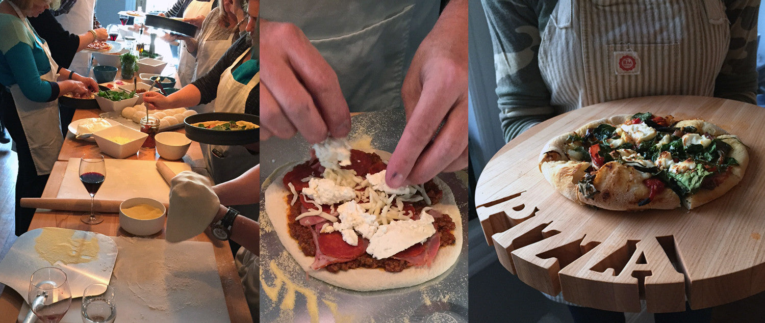PIZZA CLASS WITH OUR CUTTING BOARD IN HAND