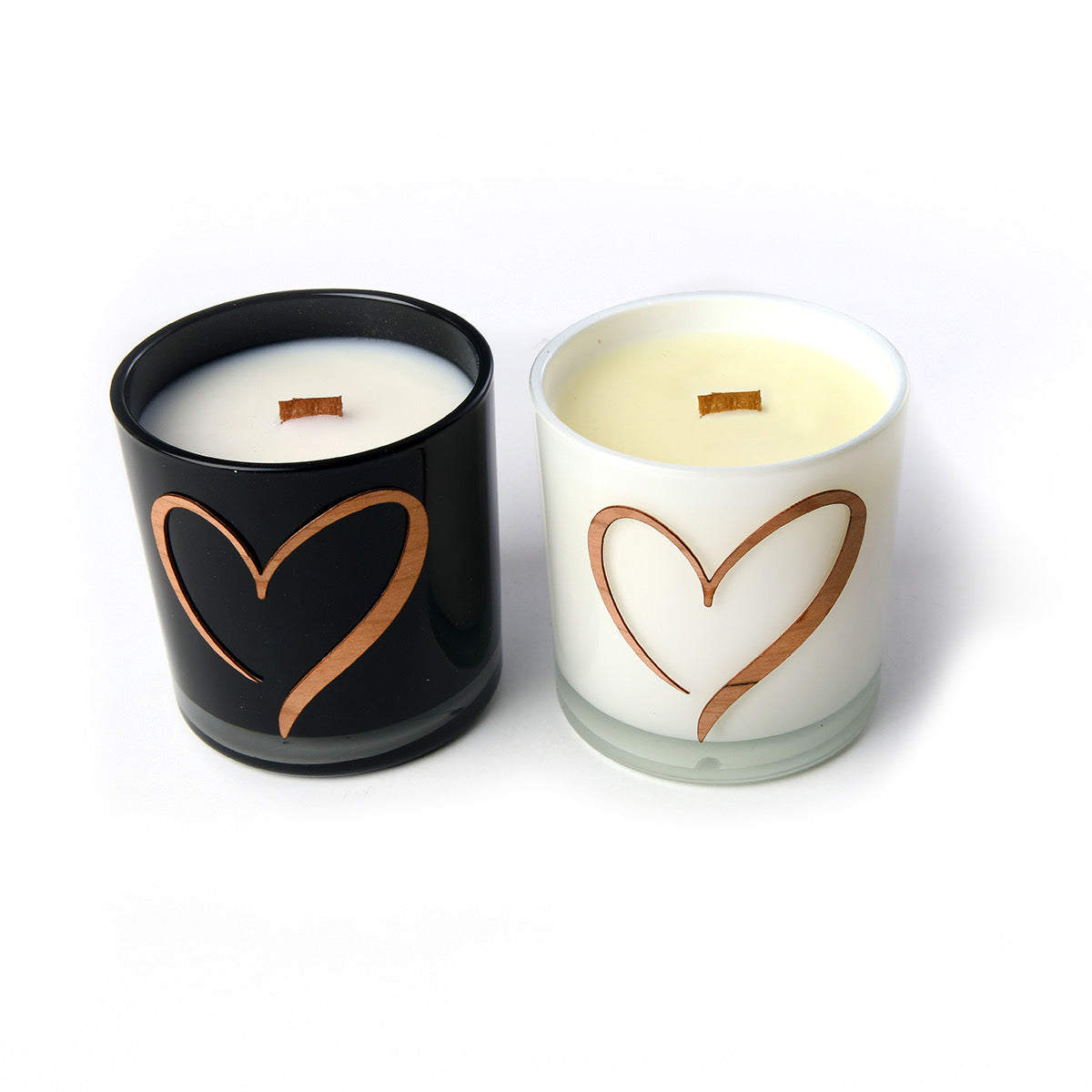 Candle gift set, wood heart sticker