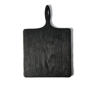 black wood board, square shape with handle