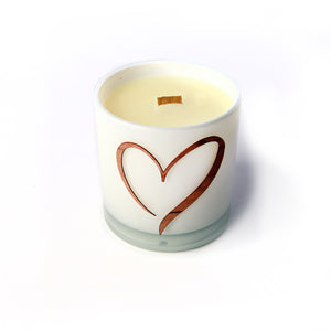 woodwick candle with heart, white