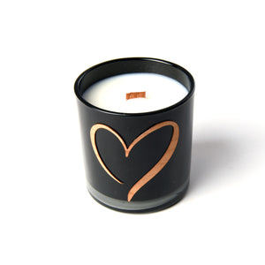 Candle with heart wood sticker