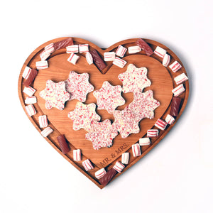 serving board in heart shape, personalized with Mr. & Mrs.