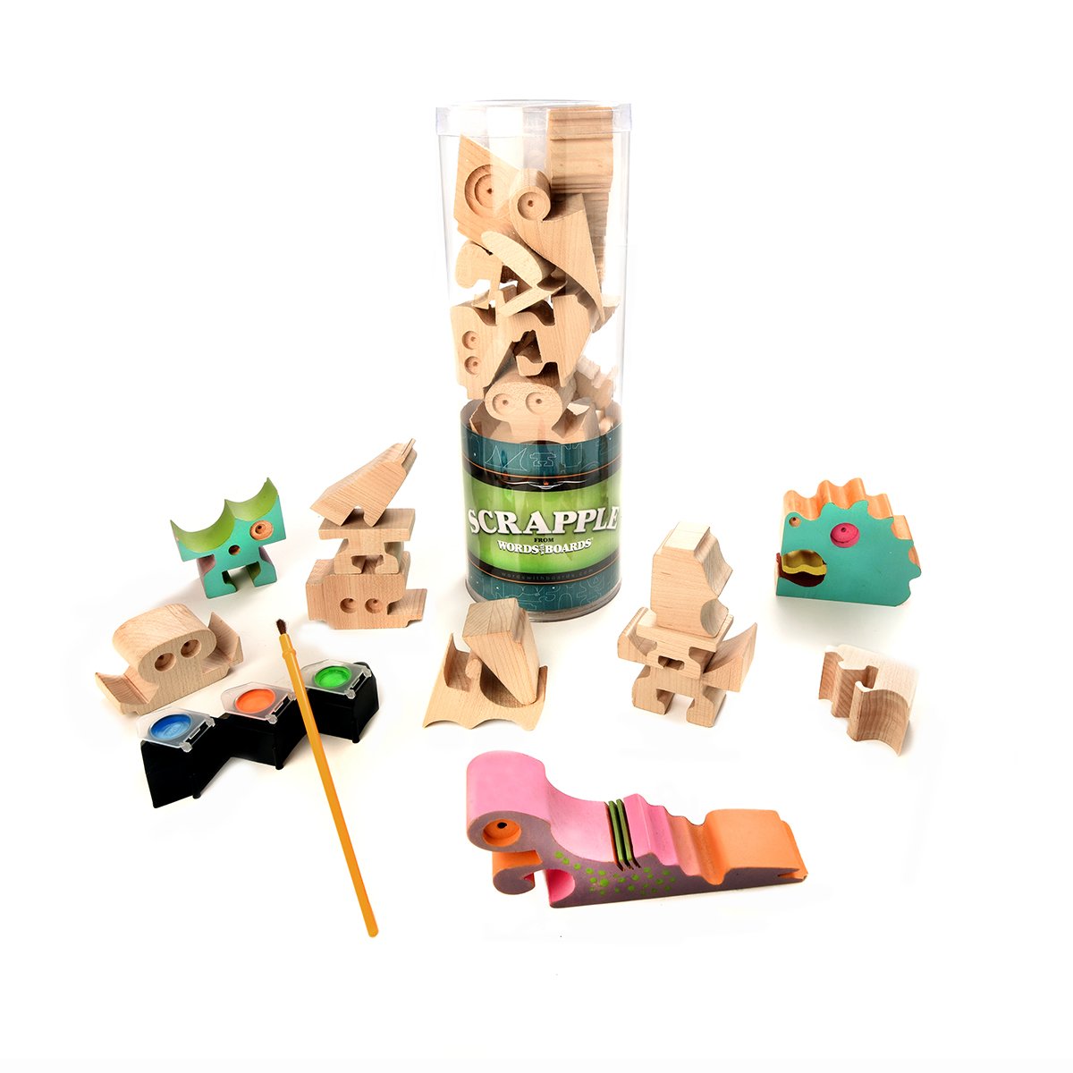 WOODEN TOYS - all pieces shown in packaging