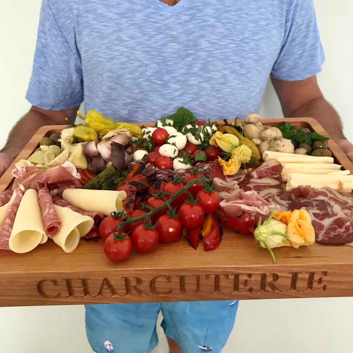 meat cutting board, sloped side