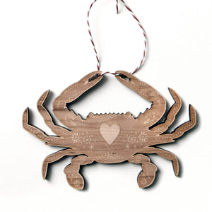 Crab Christmas Ornament-maple-wood