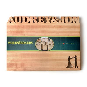 Custom Cutting Boards Wedding, names carved out of maple wood