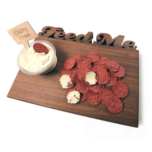 Cutting board with chips and cream, Dairy Free food marker in cream
