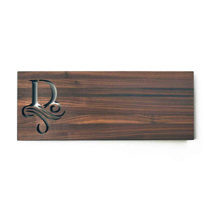 Monogrammed cutting board - one Initial - walnut