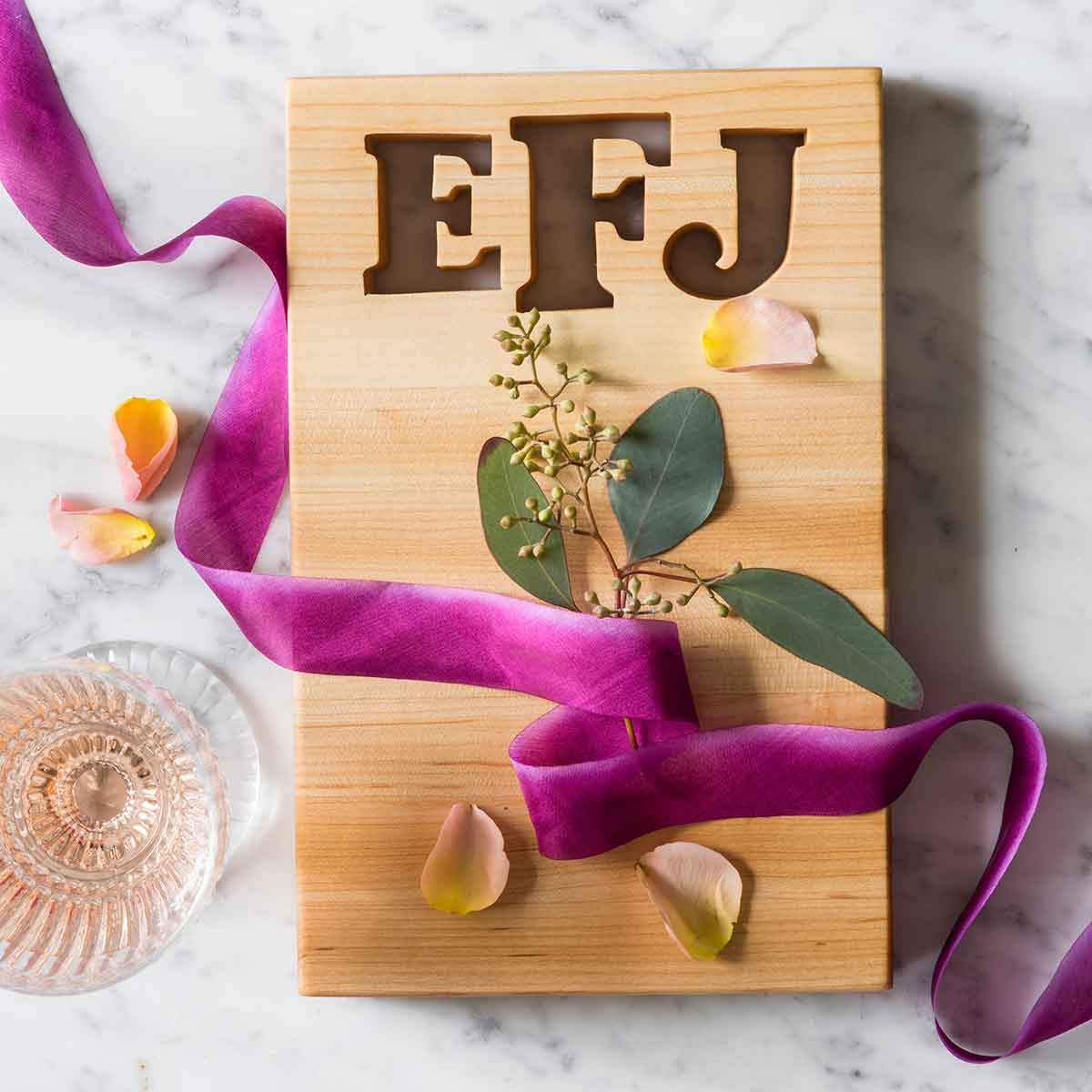 MONOGRAM CUTTING BOARD - WITH BOTTLE OPENER