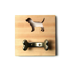 WOODEN DOG LEASH HOLDER , beagle shape cut out