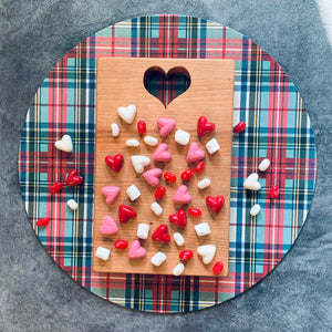 heart chopping board, heart shape cut out of top, cherry wood