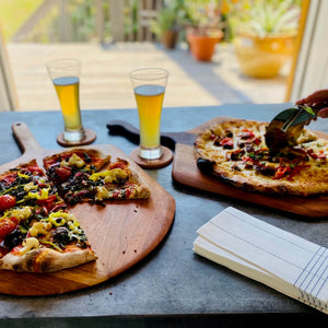 wooden pizza peel, cherry and walnut wood