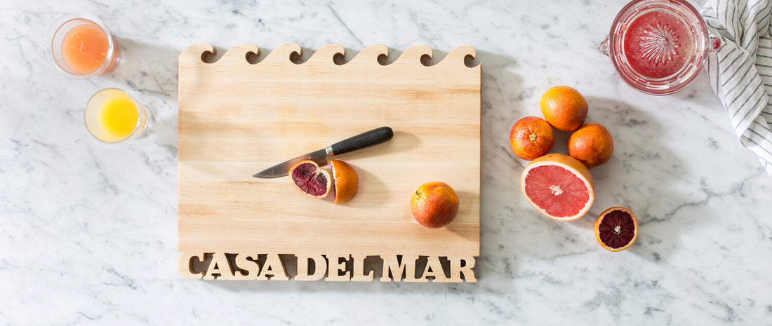 Wood cutting board with waves