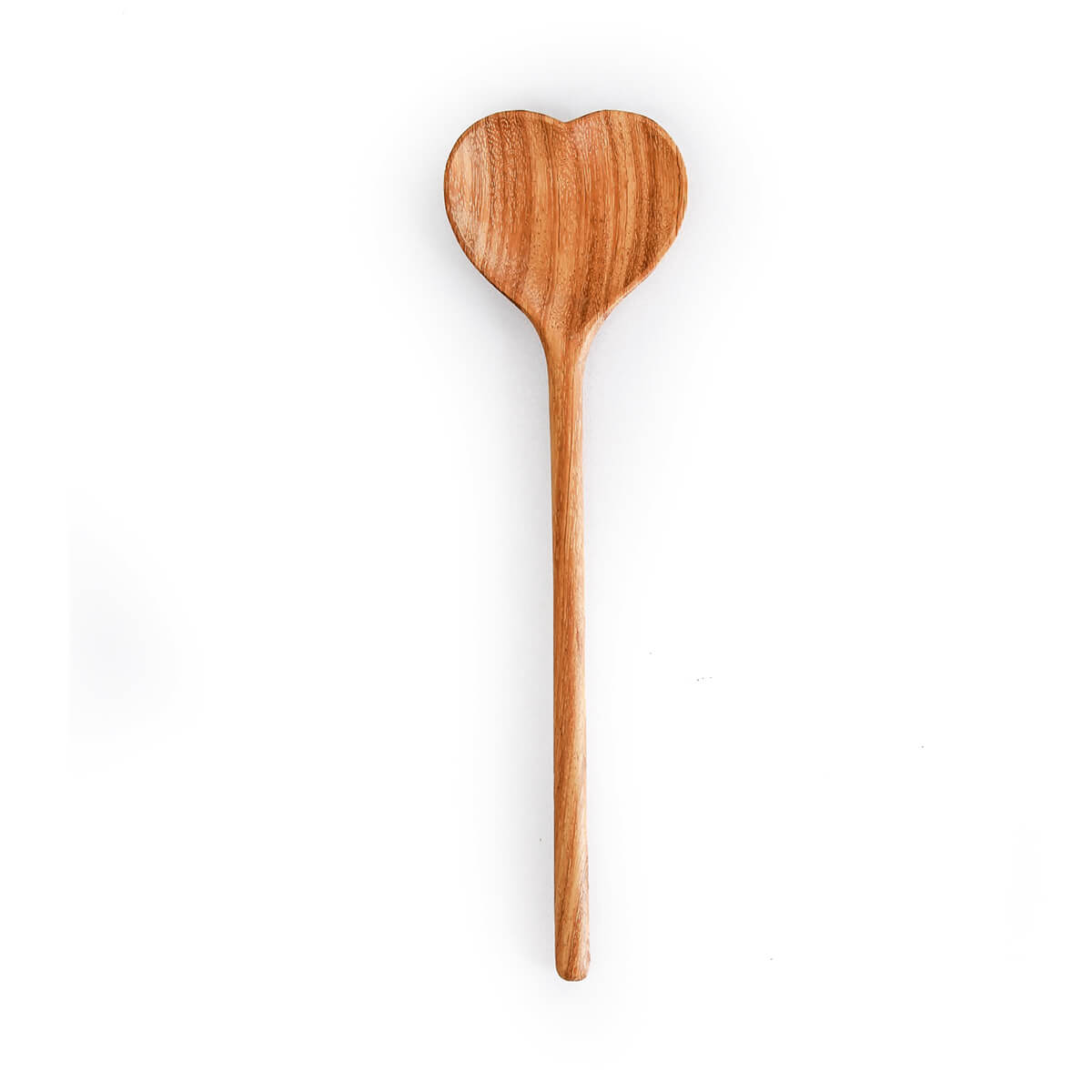 Wooden heart-shaped spoon on a white background