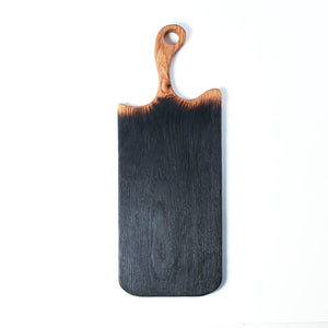 black oak cutting board with handle