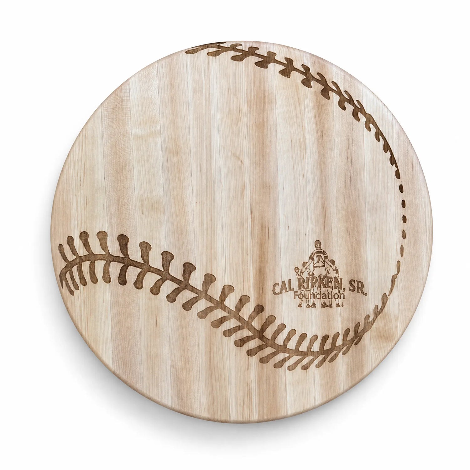 custom baseball cutting board with laser engraved log