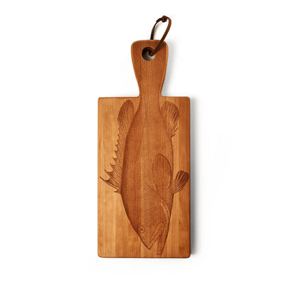 grouper fish laser engraved on cherry wood