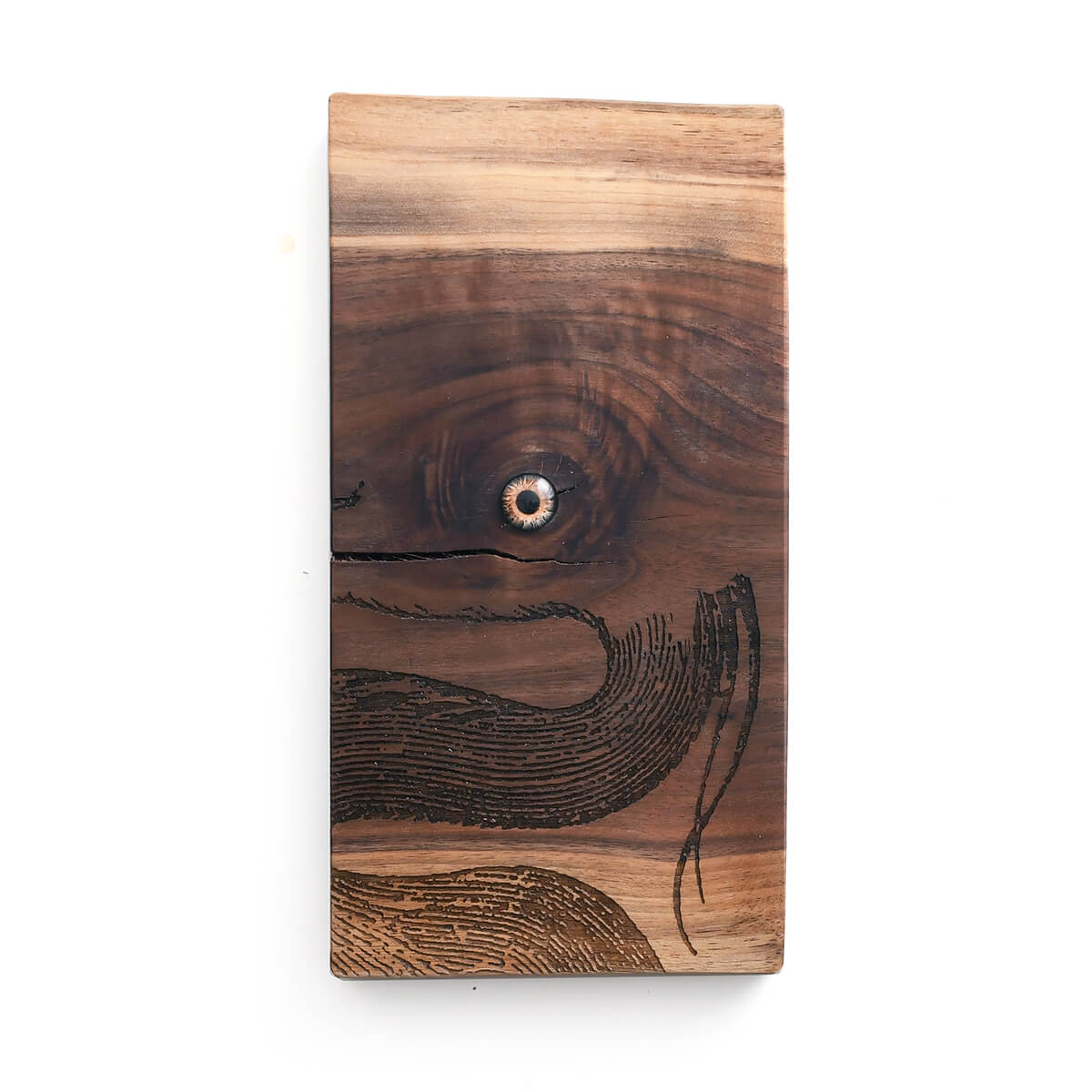 heron engraved in wood, unframed