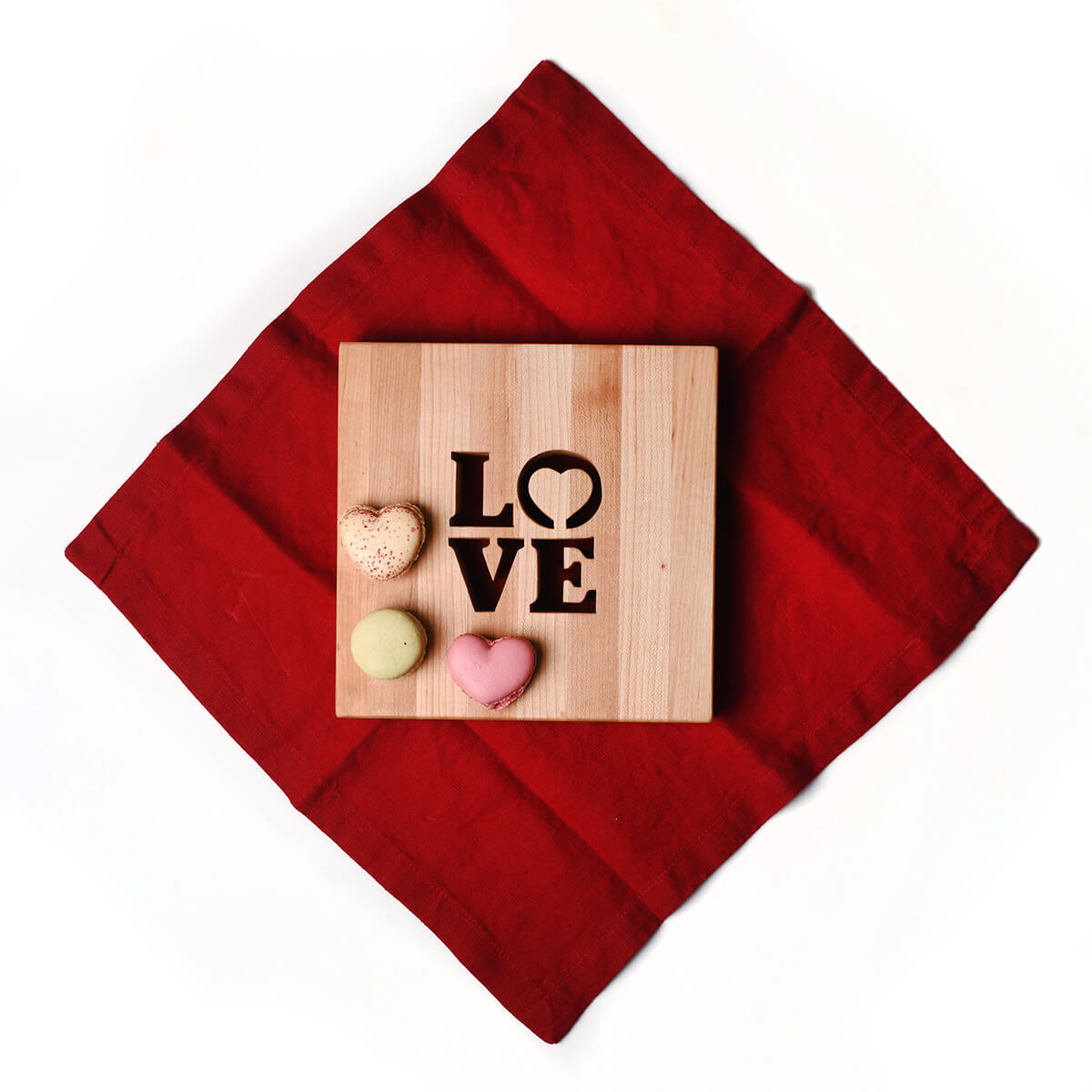 wooden trivet, Love cut out of middle