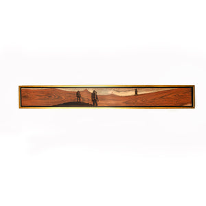 Mars landscape etched into wood and framed