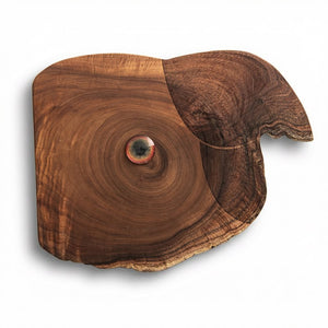 wood art that looks like a parrot, white background