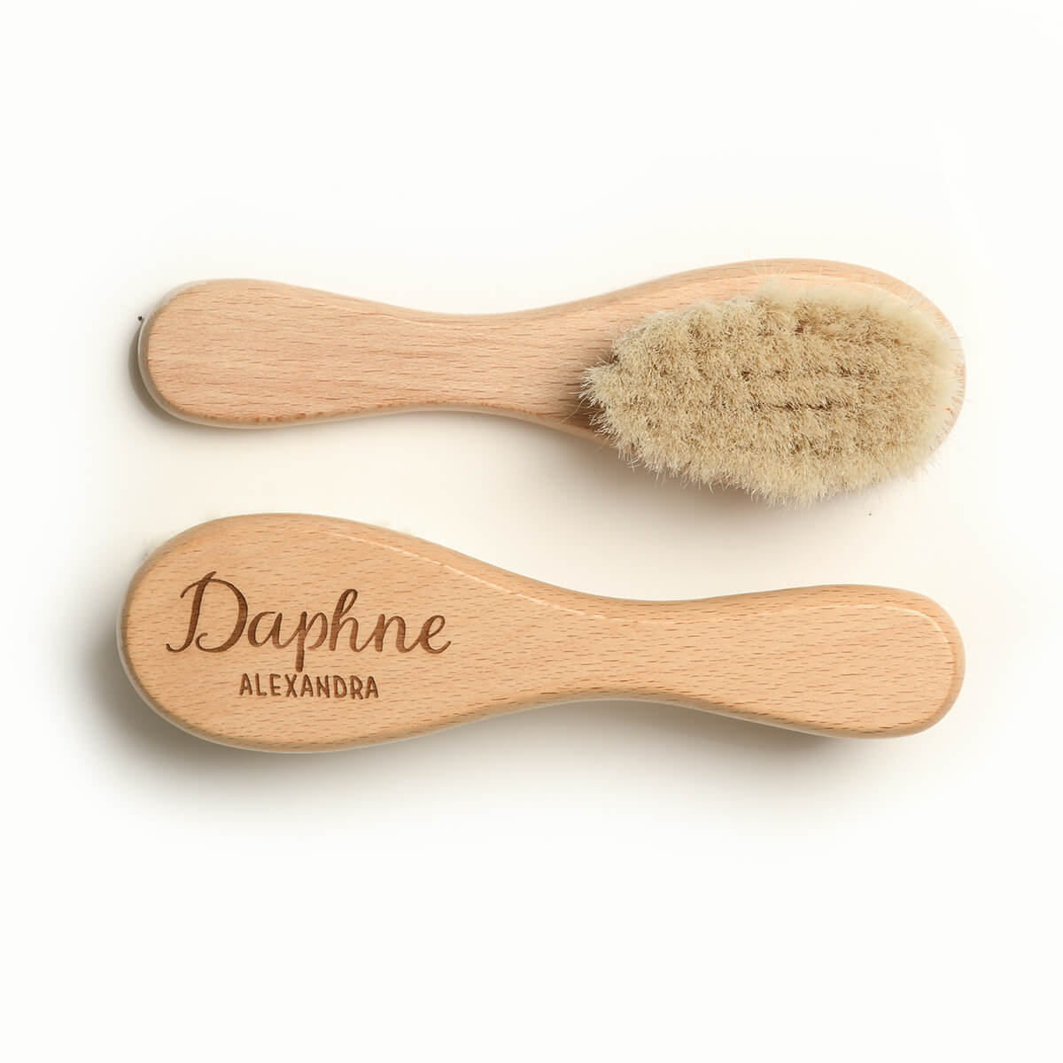 wood baby brush personalized with boys first and middle name