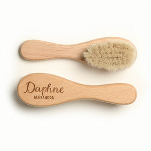 wooden baby brush personalized with girsl first and middle name