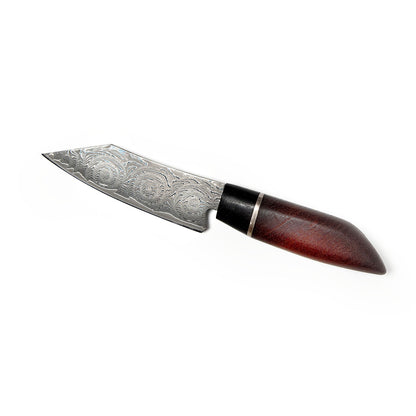 wooden handle, stainless steel blade petty knife, white background