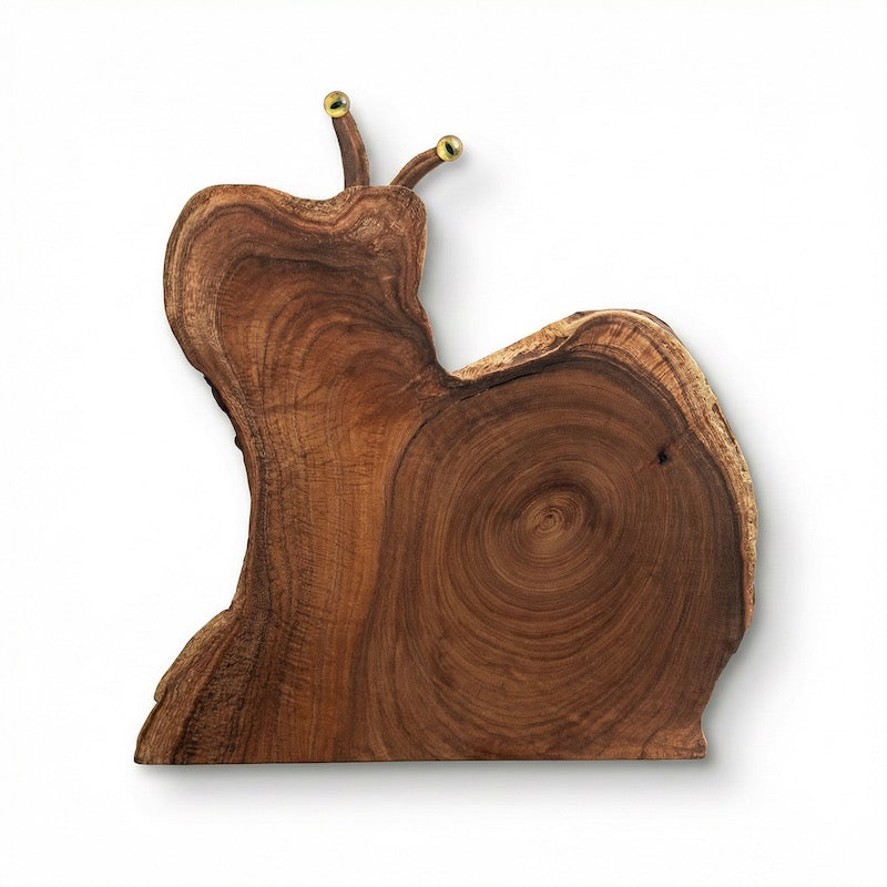 wood shaped to look like a snail, white background