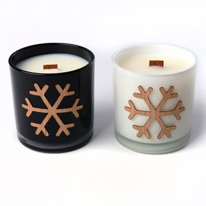 set of 2 soy woodwick candle gift set, snowflake decoration