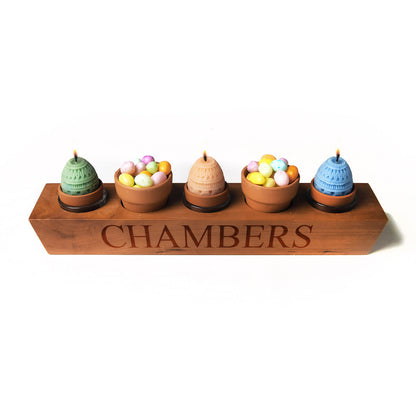 personalized tea light candle holder, cherry wood