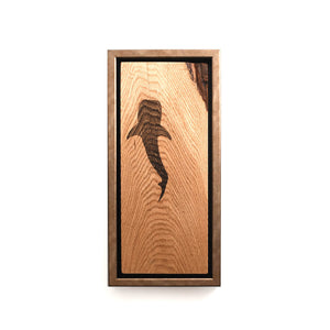 Shark engraved on wood and framed