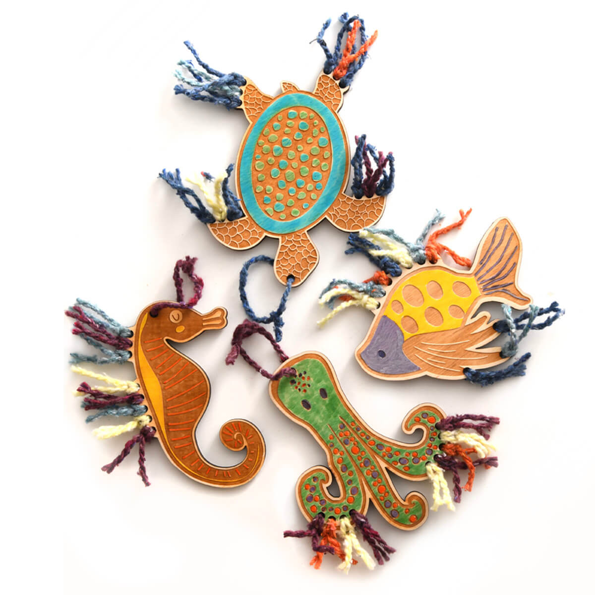 colored sea creature set