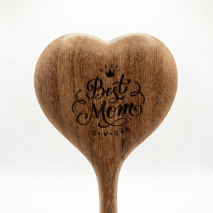 12" wooden heart shaped spoon laser engraved best mom ever