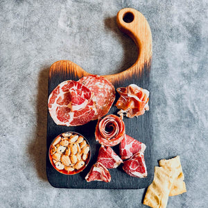 black wooden charcuterie board