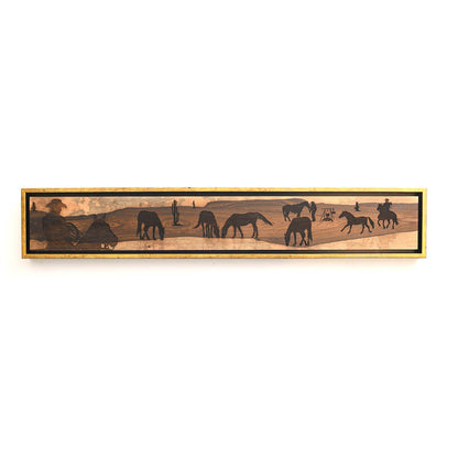 Landscape art, Cowboy seen on wood