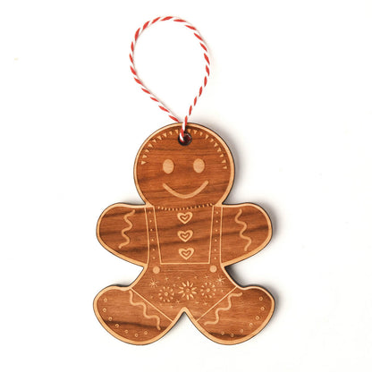 wooden holiday ornament, gingerbread shape