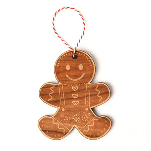 wooden holiday ornament, gingerbread shape