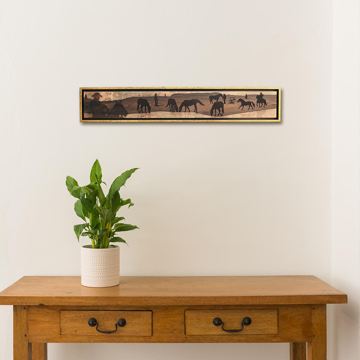 cowboy wall art, on wood