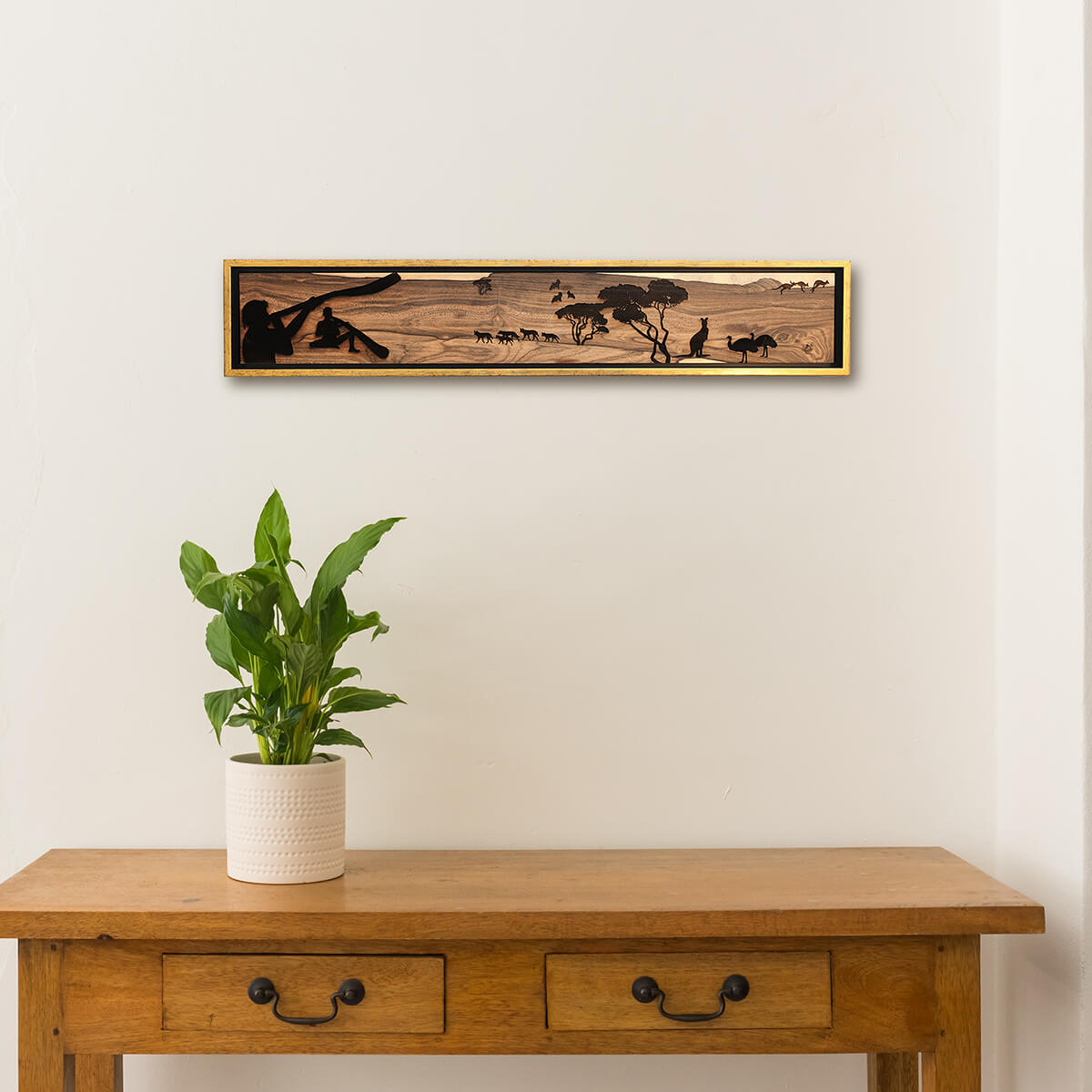 the outback scene on wood, landscape art