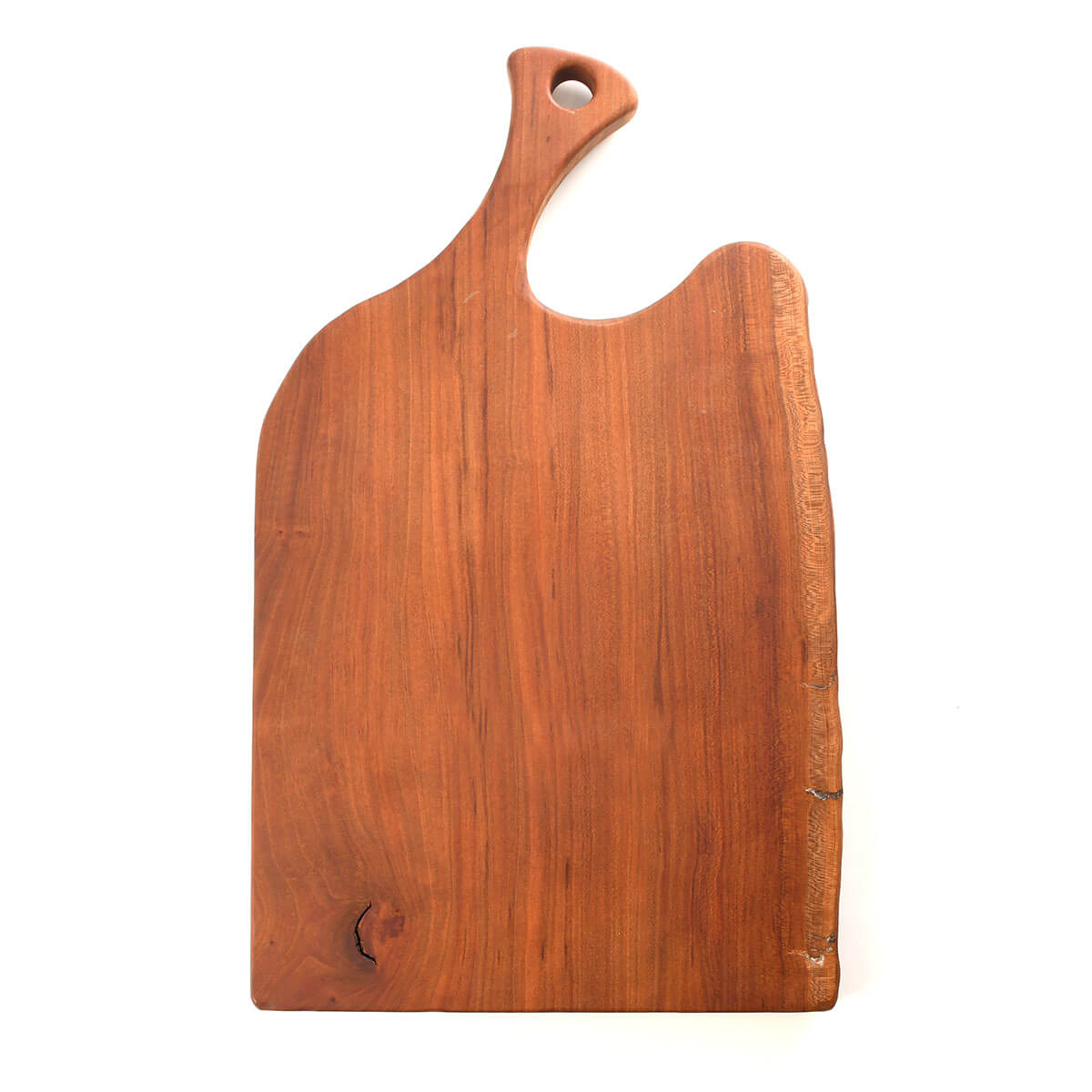 collection of live edge cutting board with handle, cherry and oak wood