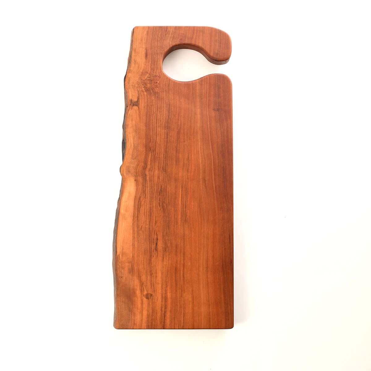 live edge cutting board with c shaped handle