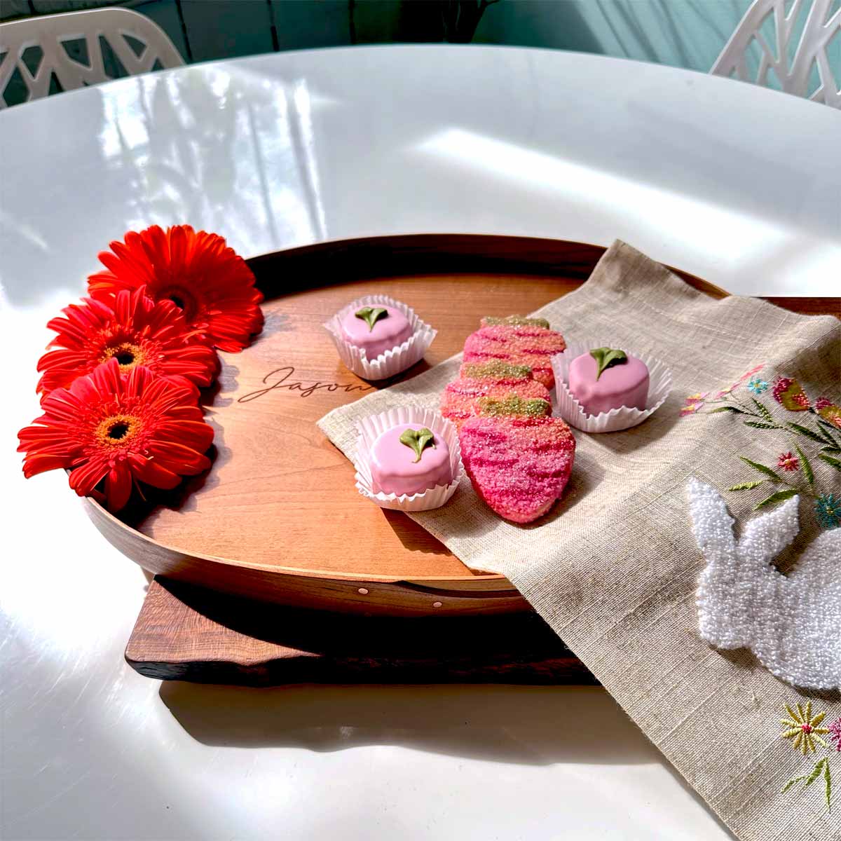Shaker style wood tray, decorated for easter