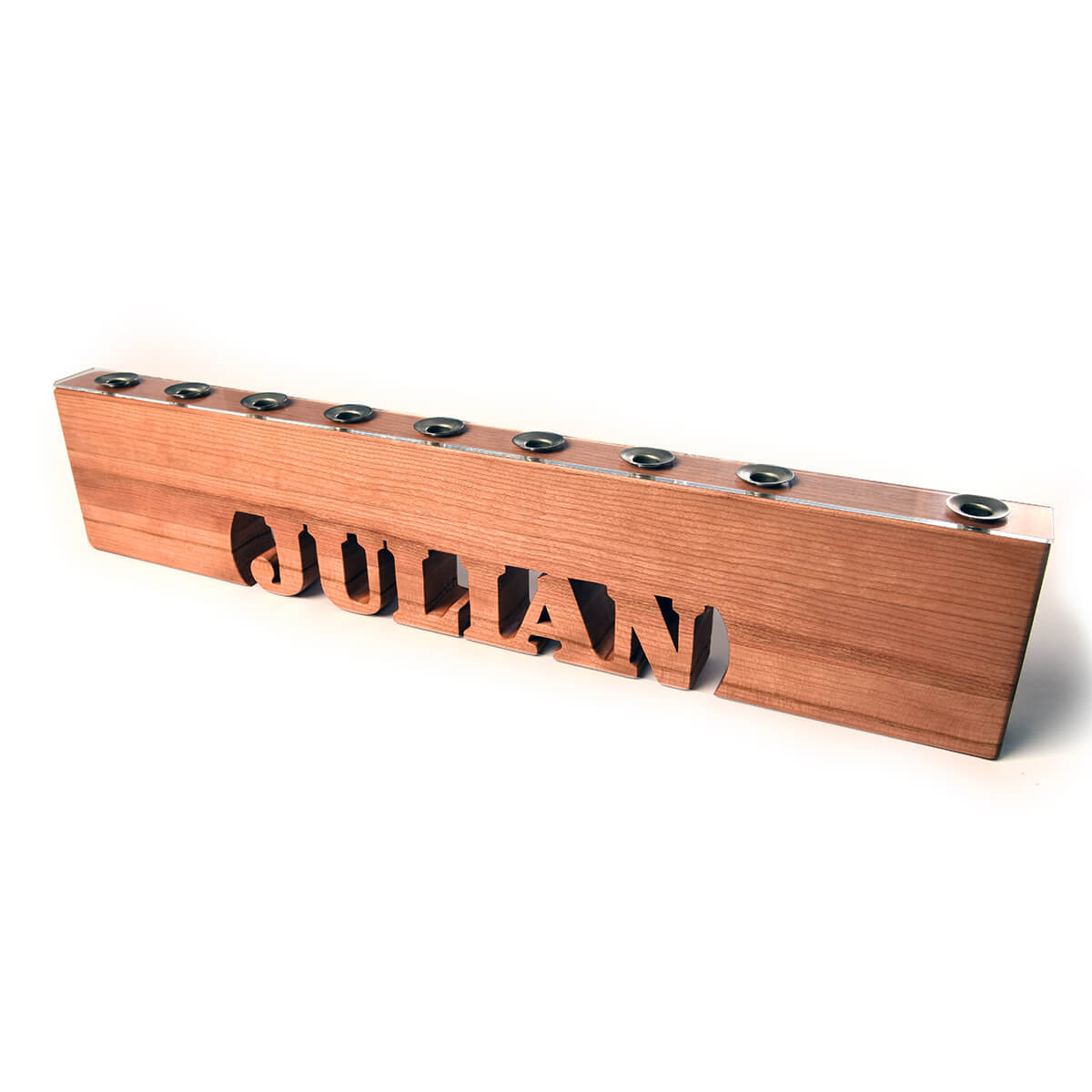 wooden hanukkah menorah, cherry wood