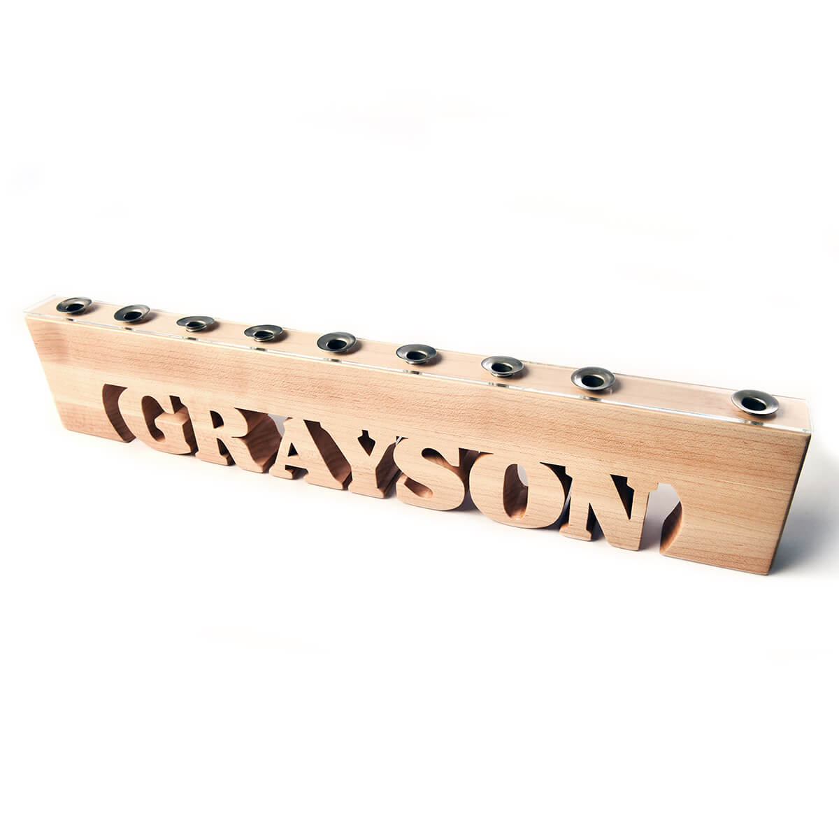 wooden hanukkah menorah, cherry wood