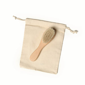 wooden baby brush with goat hair bristles