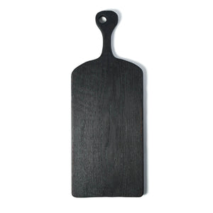 rectangle black wood serving board with handle