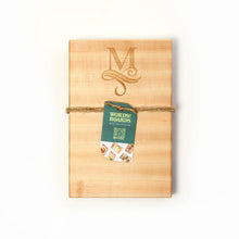 monogrammed cutting board with single initial, maple wood