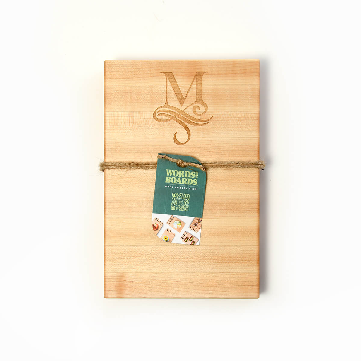 monogrammed cutting board with single initial, maple wood
