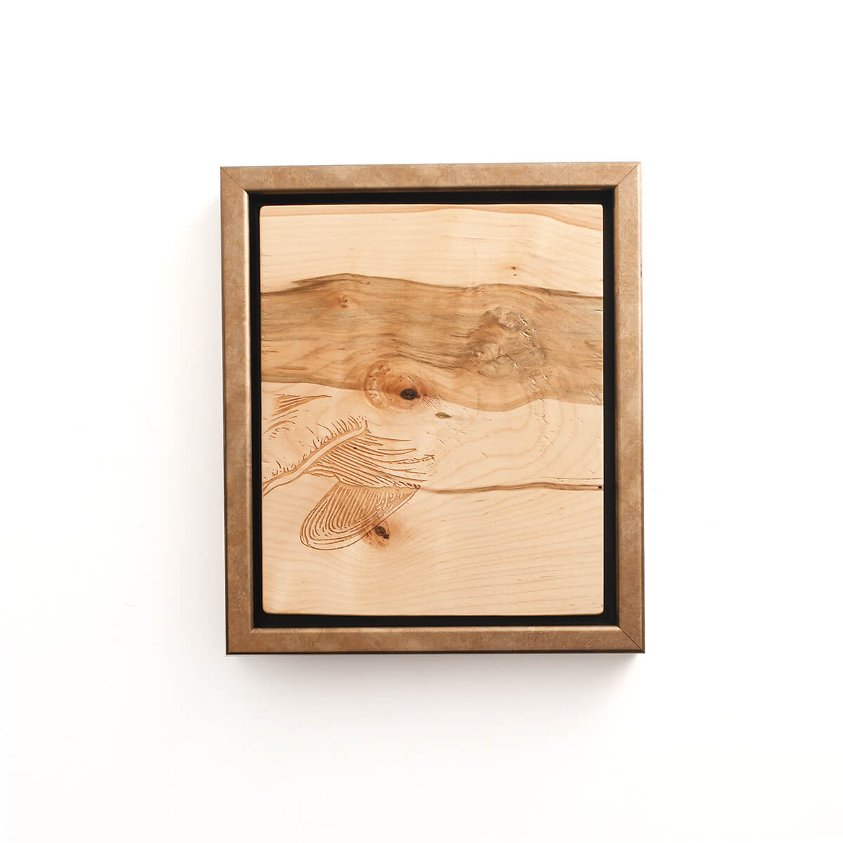 whale engraved on wood, framed animal art